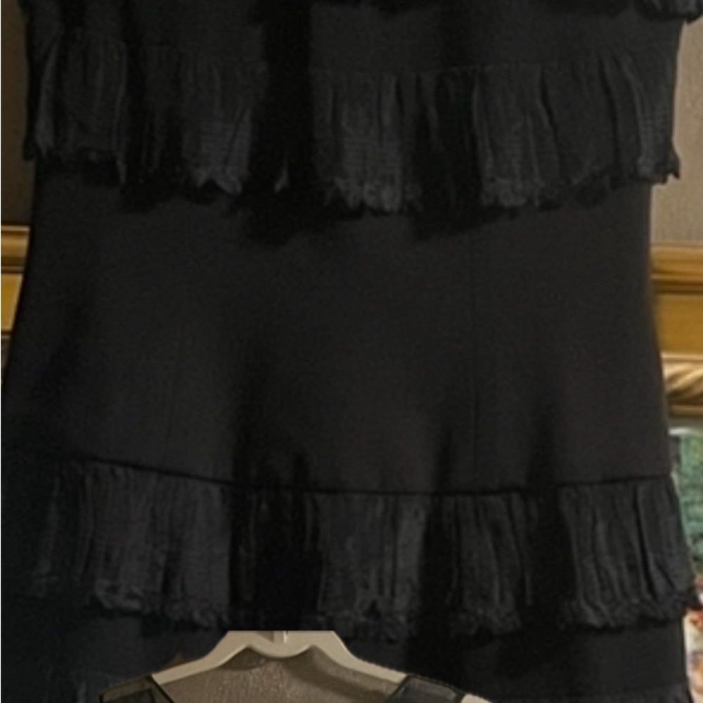 Designer Dress by Carolina Herrera Black Sleeveless Ruffled  Chiffon Dress - Picture 7 of 10